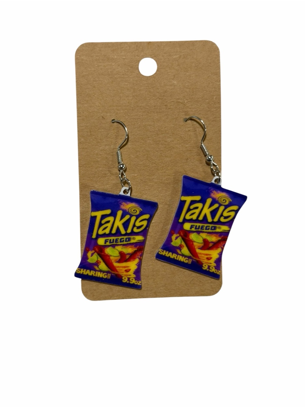 Spicy Chips Blue Snack Bag Dangle Earrings